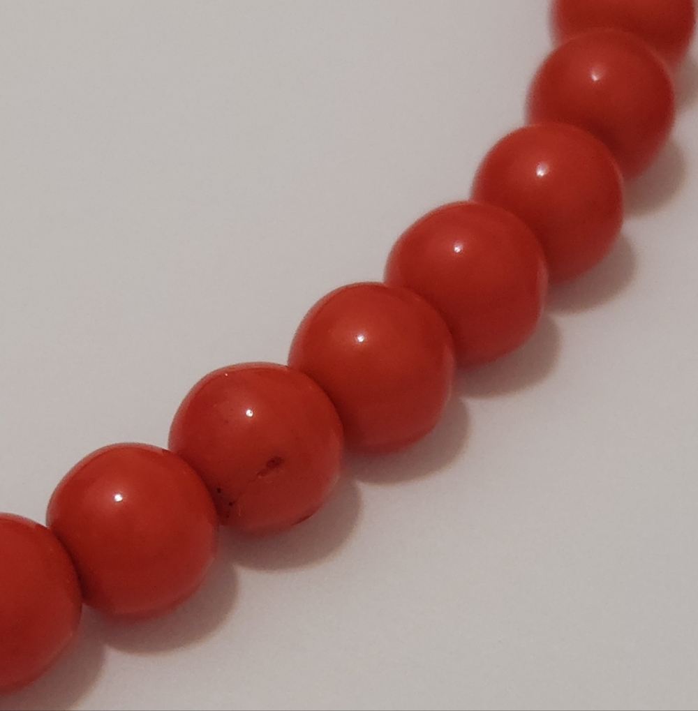 Vintage Genuine Red Coral Beaded Necklace with Silver Clasp 18" Long - Picture 12 of 16